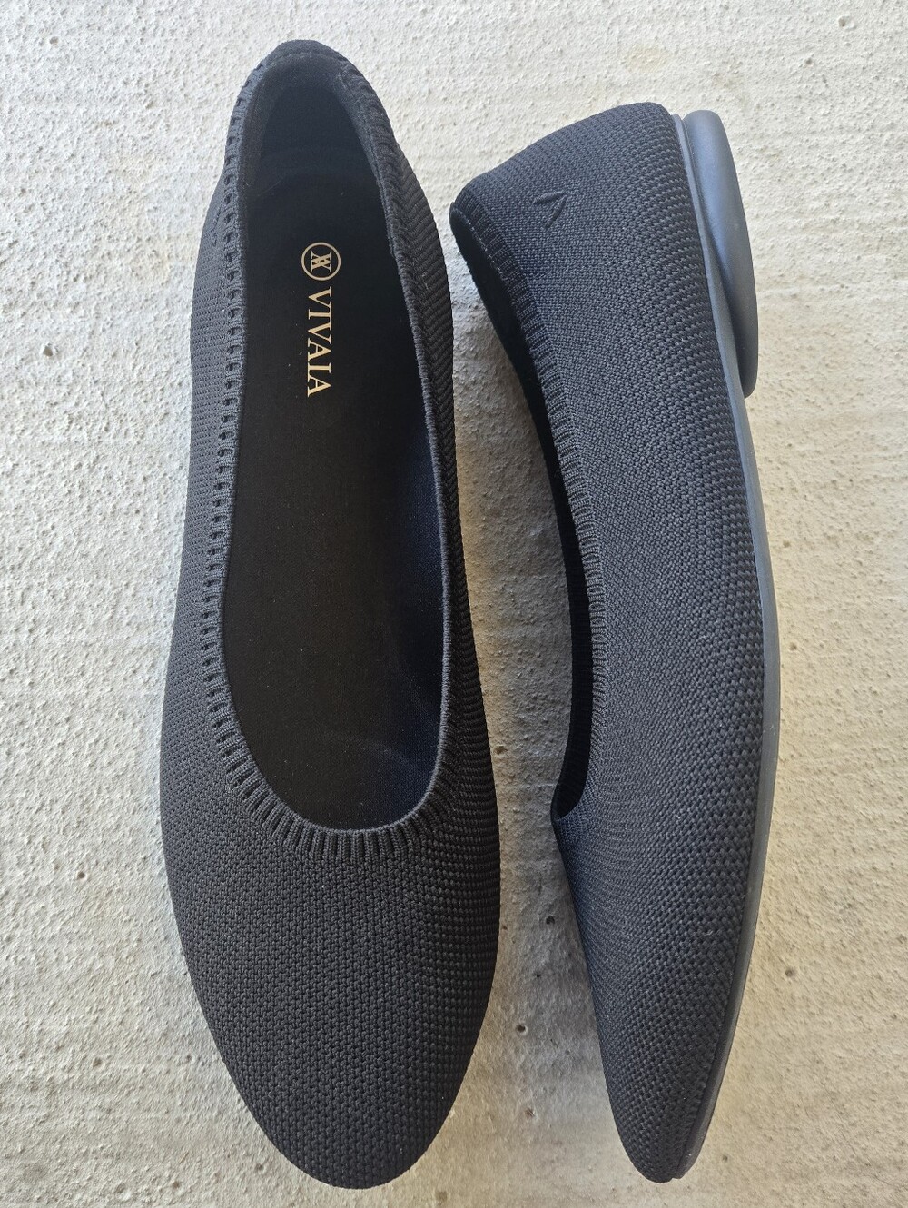 VIVAIA Women’s Black Knit Ballet Flats - Comfortable Slip-On Loafers